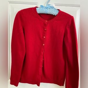 Red cardigan